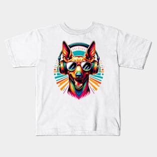 Pharaoh Hound Smiling DJ with Bright Headphones Kids T-Shirt